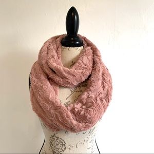 Pink Infinity Scarf with Rose Pattern